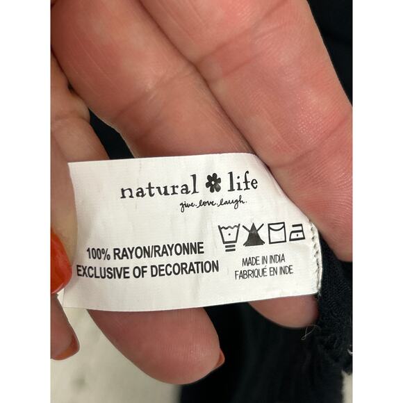 Natural Life Women’s XS Black Embroidered Oversized Maxi Dress Duster NWT - Picture 8 of 12